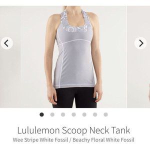 Lululemon Scoop Neck Tank Wee Stripe Fossil Beachy Floral Women's Racerback Sz10